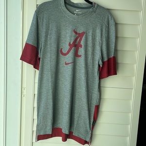 Nike Dri-Fit short sleeved t-shirt with crimson trim and U. of Alabama A.